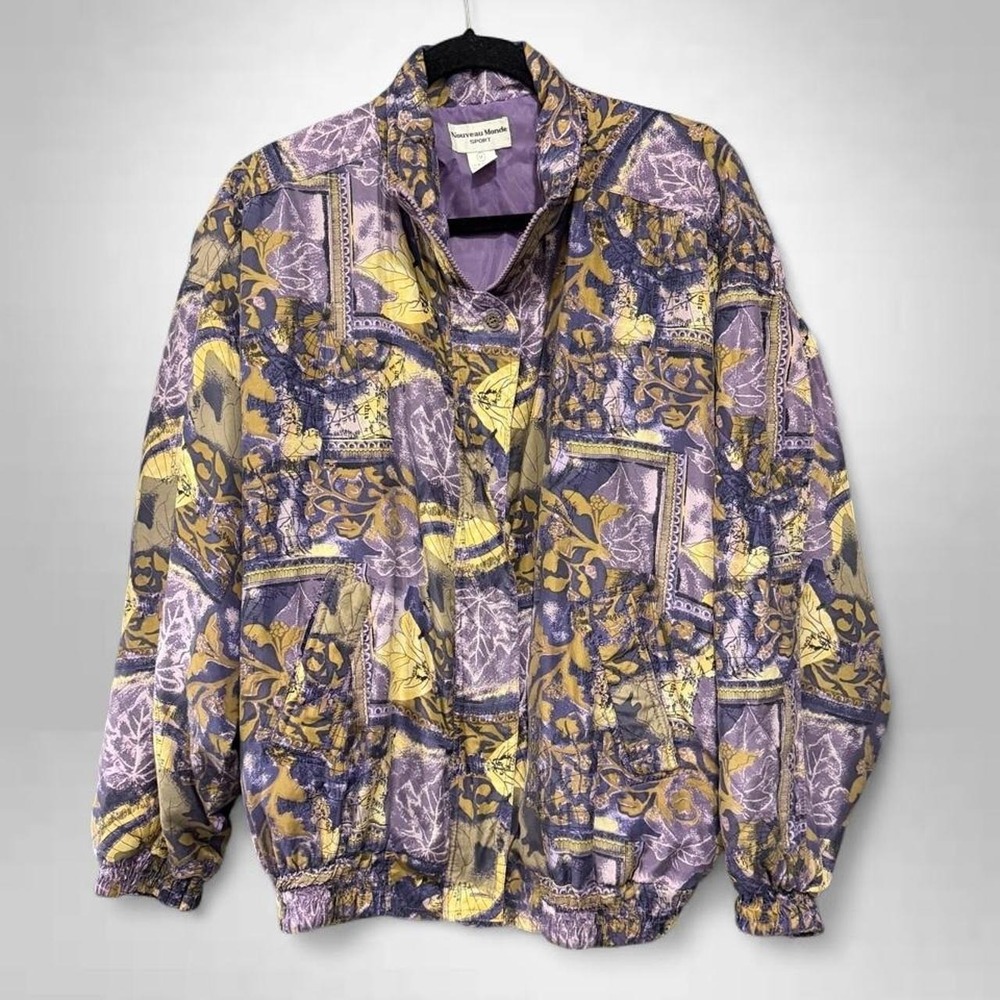 Nouveau Monde 90s purple 100% silk bomber jacket Size M